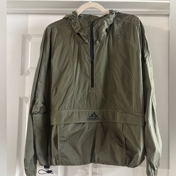 Adidas Khaki Hooded Windbreaker - Picture 2 of 4